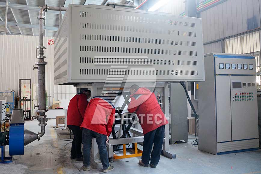 Hydraulic bell-type atmosphere furnace for battery material sintering